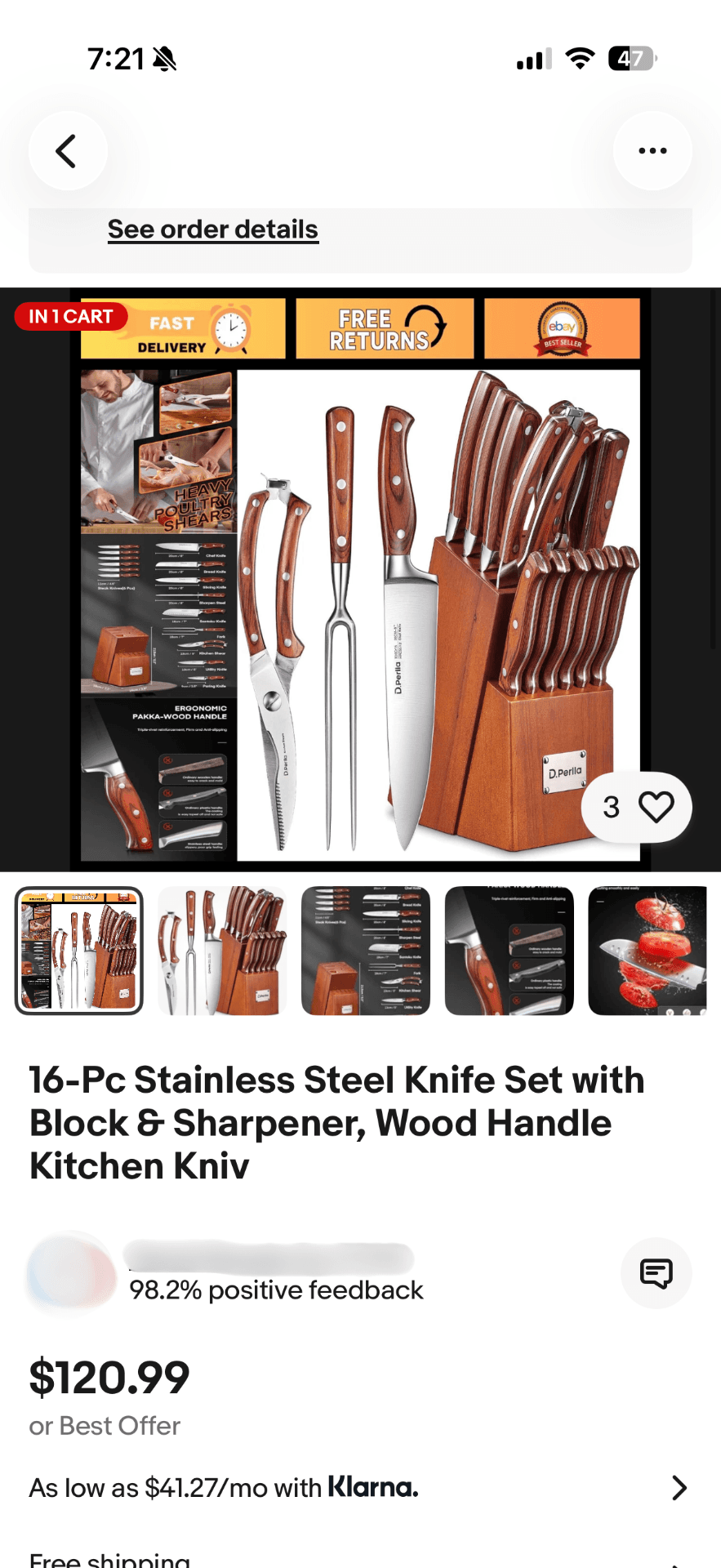 16-Pc Knife Set w/ Block on eBay